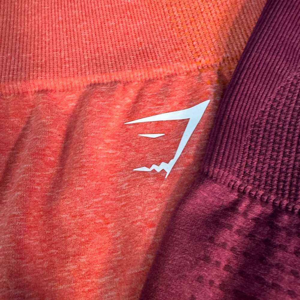 ☀️☀️☀️GYM SHARK Women’s Seamless Active Leggings - Maroon & Orange - Picture 5 of 10